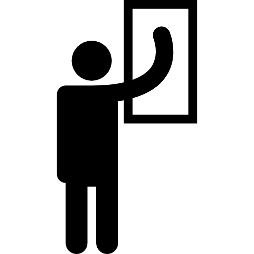 Man standing silhouette cleaning a window